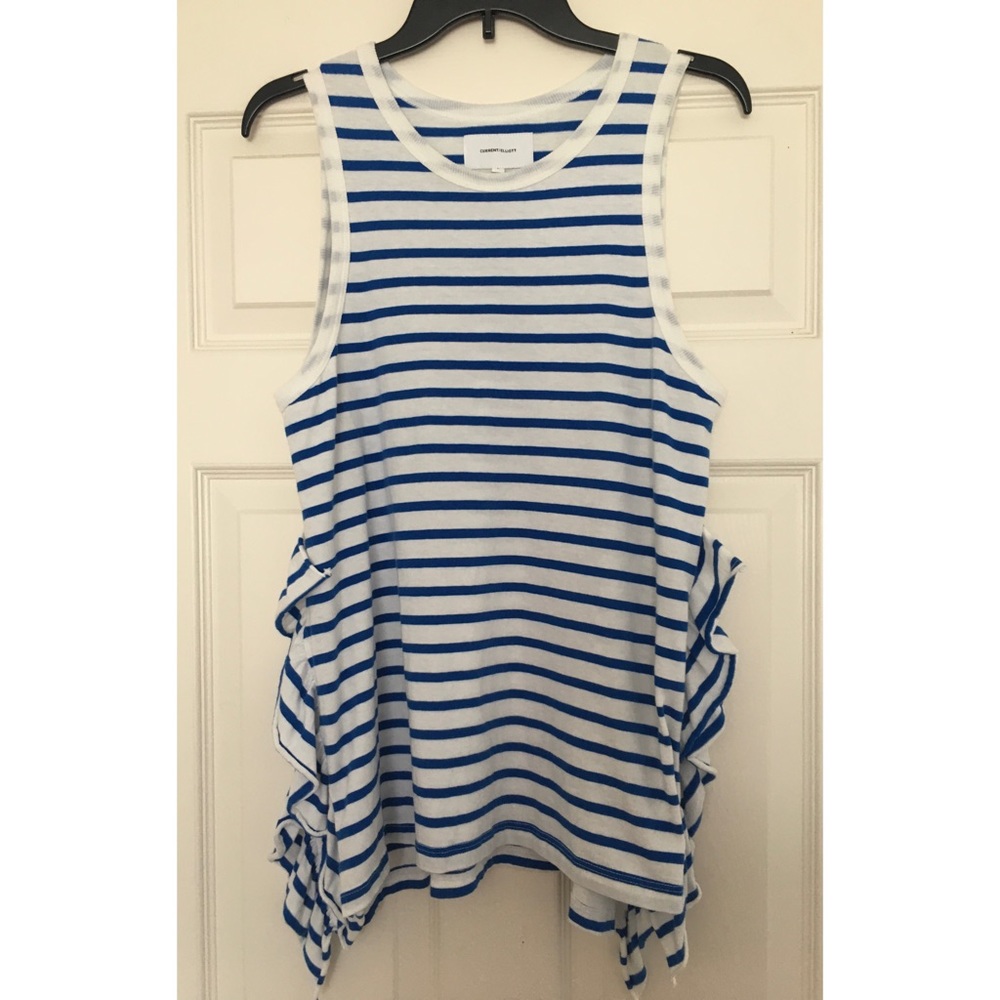 CURRENT/ELLIOTT Side Split Ruffle Muscle Tank M/2 - Picture 5 of 9